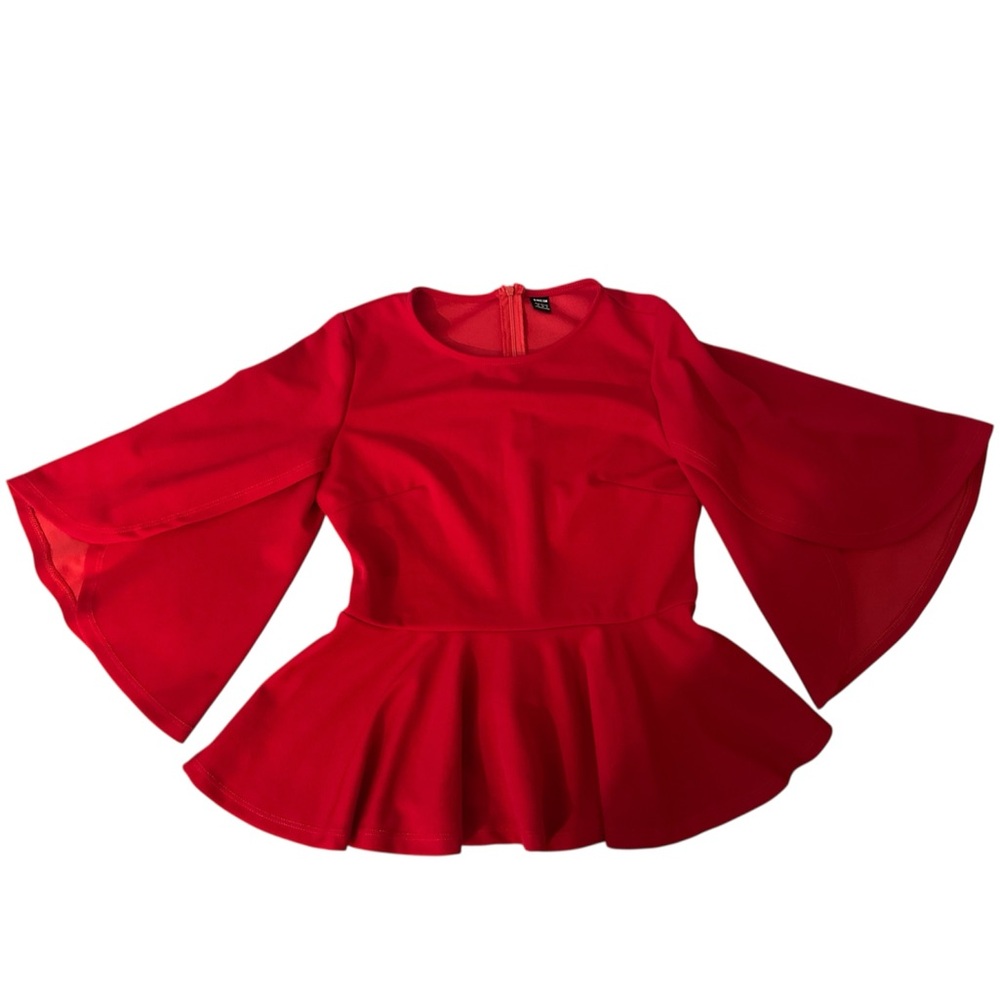 SHEIN Women’s Peplum Top With Open Flounce Sleeve Size Medium